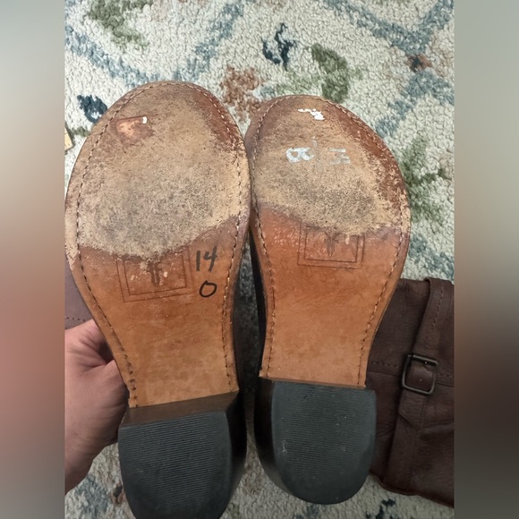 Frye Brown Leather Knee-High Boots Buckle Strap Women’s Size 8B - Picture 6 of 9